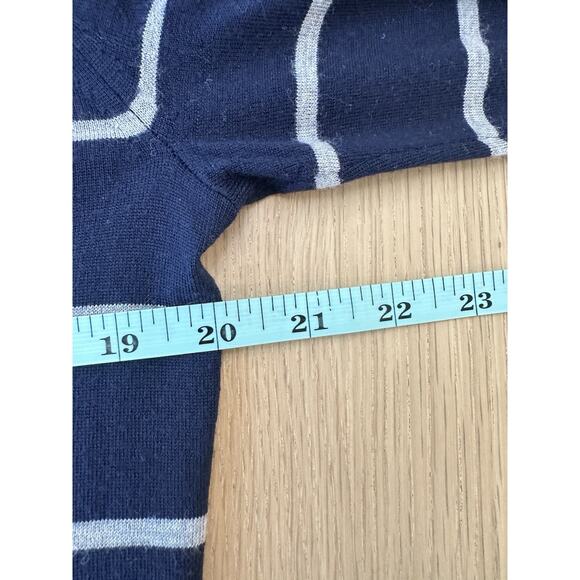 Theory Women Preppy Striped 100% Wool Crewneck Sweater Size Small 2220 - Picture 4 of 6